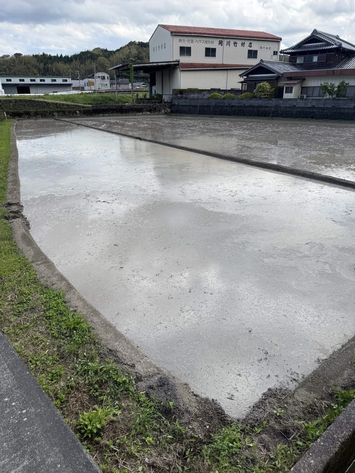水を張った田んぼ