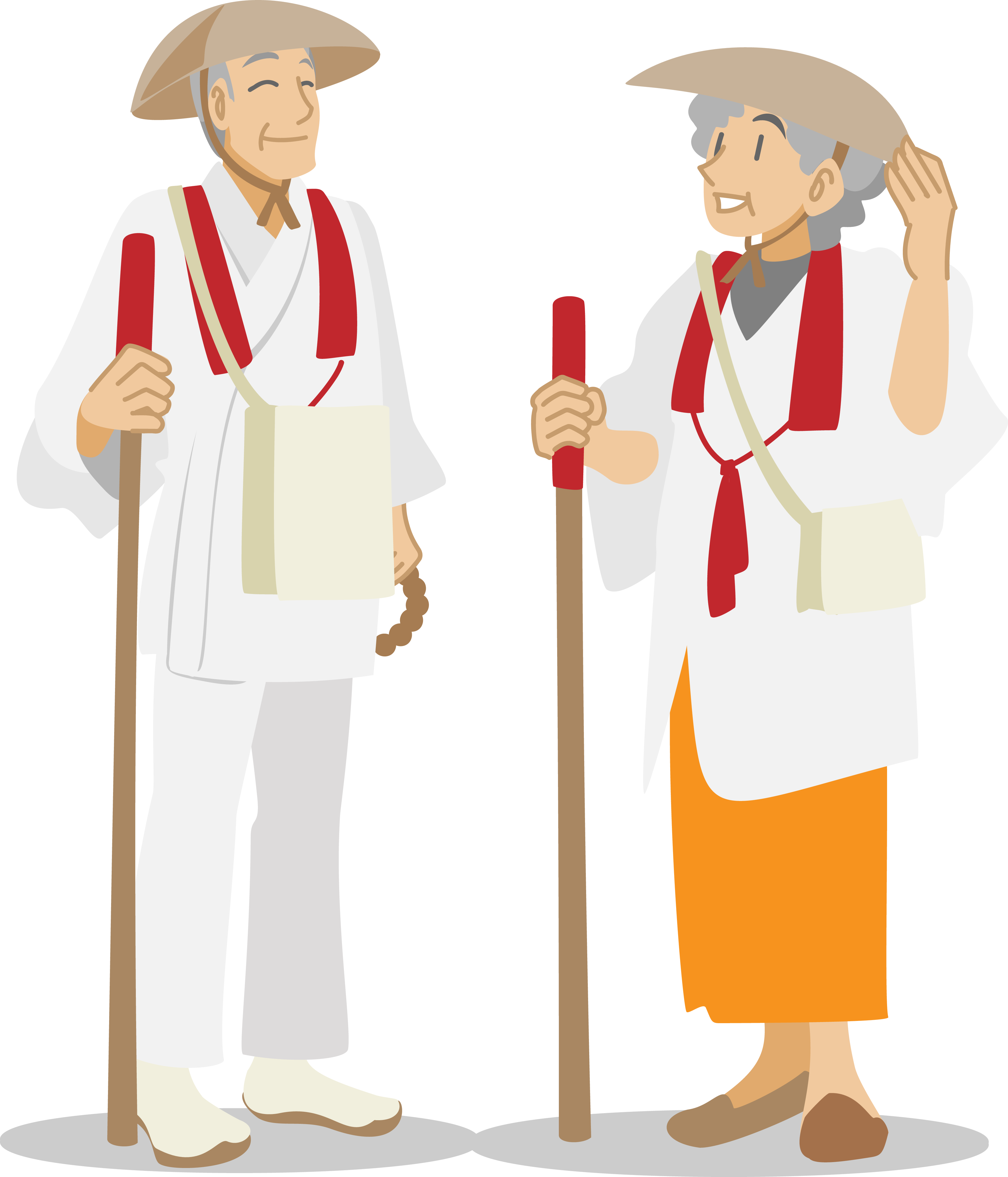 赤い輪袈裟を身につけたお遍路さん